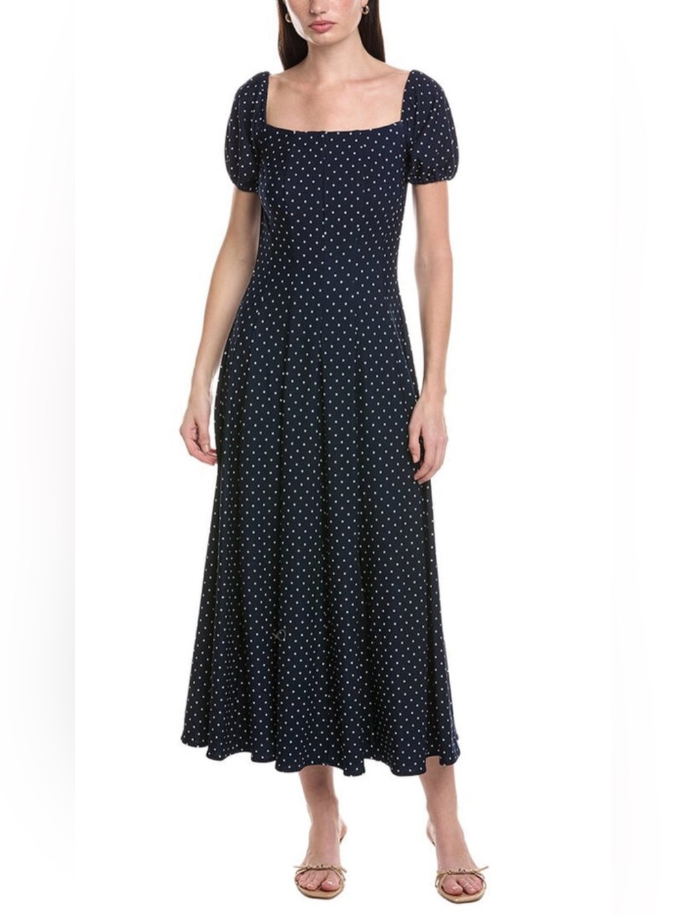 Maison Tara Printed Savannah Maxi Dress in Navy/Ivory